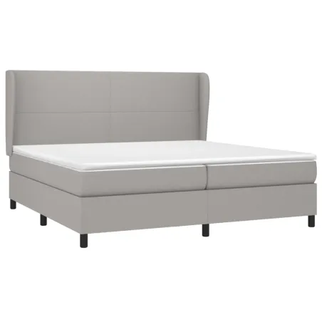 Sommier à lattes de lit avec matelas Gris clair 200x200cm Tissu