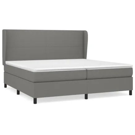 Sommier à lattes de lit avec matelas Gris foncé 200x200cm Tissu 2
