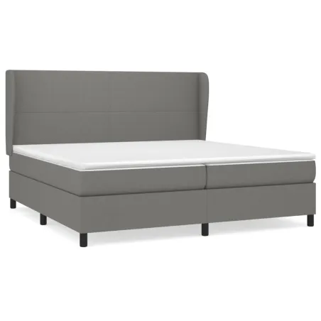 Sommier à lattes de lit avec matelas Gris foncé 200x200cm Tissu