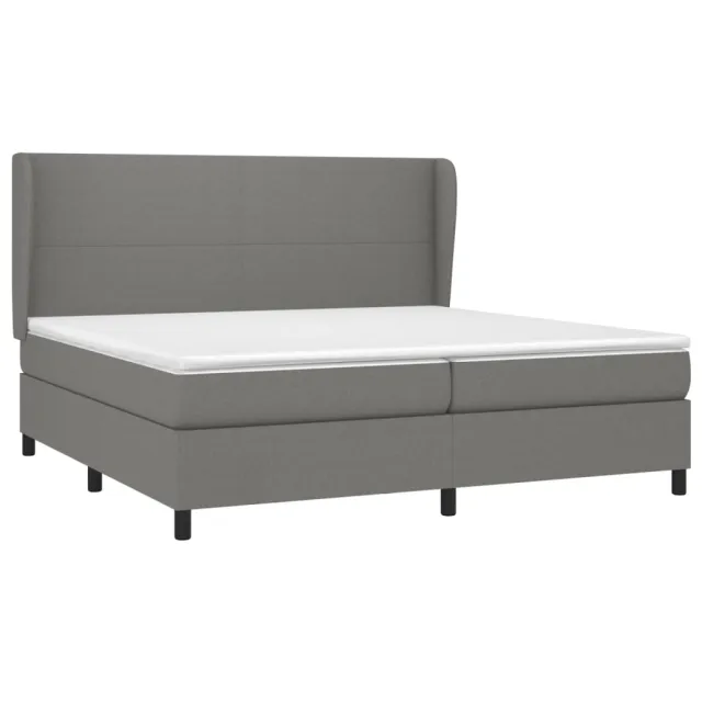 Sommier à lattes de lit avec matelas Gris foncé 200x200cm Tissu