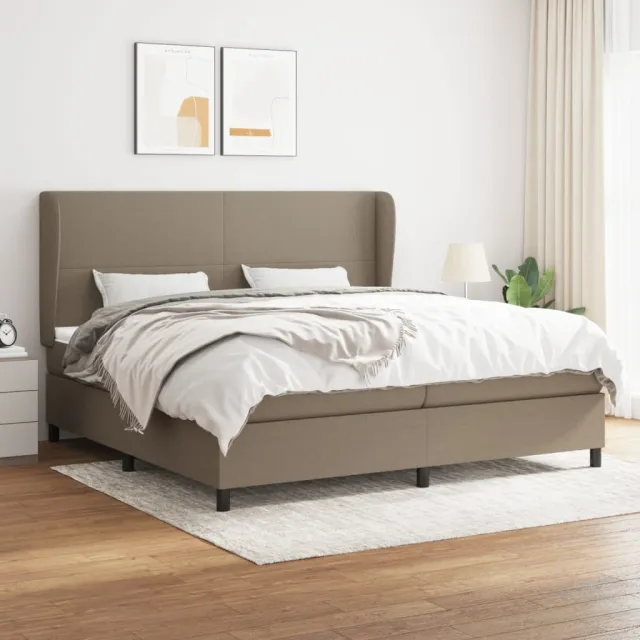 Sommier à lattes de lit avec matelas Taupe 200x200 cm Tissu