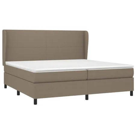 Sommier à lattes de lit avec matelas Taupe 200x200 cm Tissu