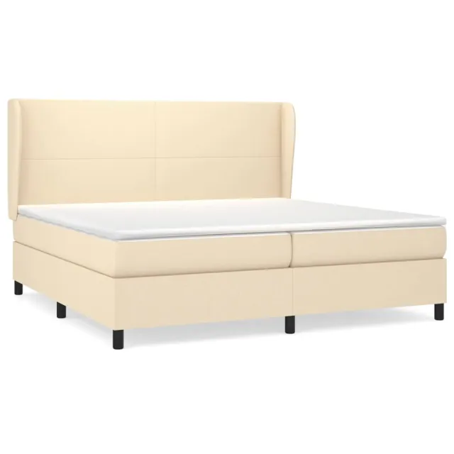 Sommier à lattes de lit avec matelas Crème 200x200 cm Tissu