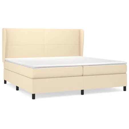 Sommier à lattes de lit avec matelas Crème 200x200 cm Tissu