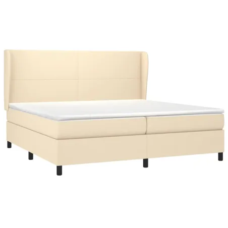 Sommier à lattes de lit avec matelas Crème 200x200 cm Tissu
