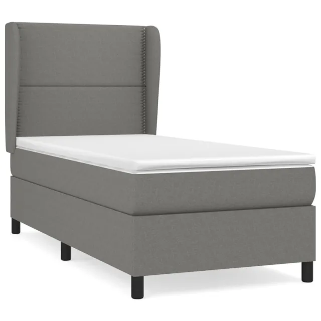Sommier à lattes de lit avec matelas Gris foncé 80x200 cm Tissu