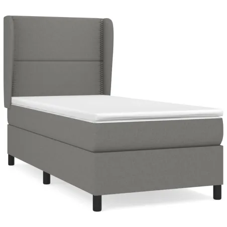 Sommier à lattes de lit avec matelas Gris foncé 80x200 cm Tissu