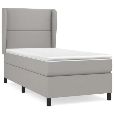 Sommier à lattes de lit avec matelas Gris clair 90x200 cm Tissu 2