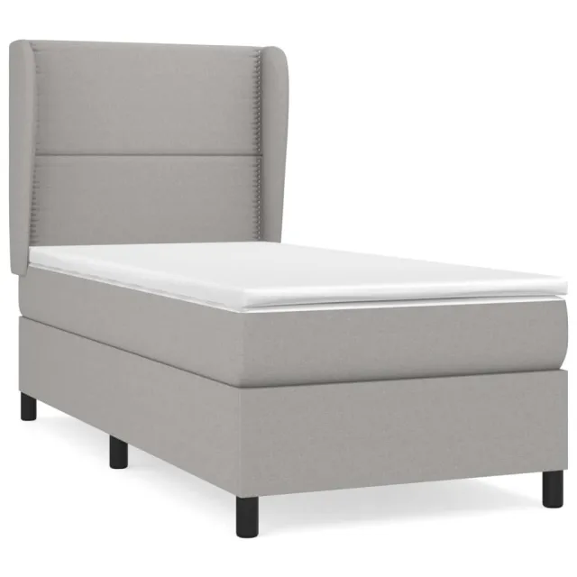 Sommier à lattes de lit avec matelas Gris clair 90x200 cm Tissu