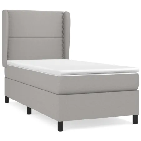 Sommier à lattes de lit avec matelas Gris clair 90x200 cm Tissu