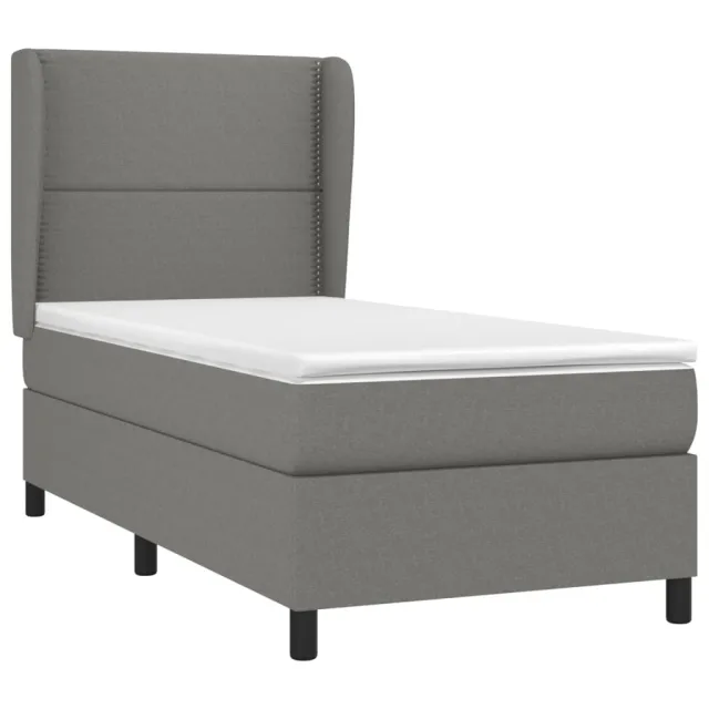 Sommier à lattes de lit avec matelas Gris foncé 90x200 cm Tissu