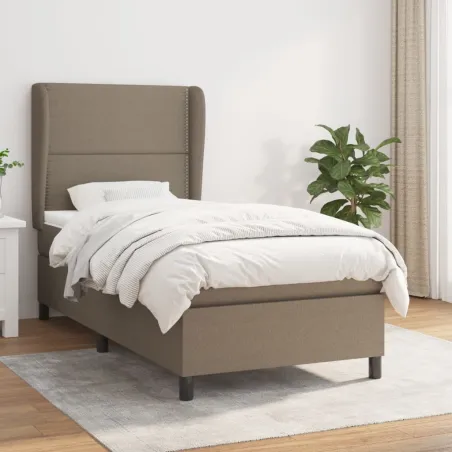 Sommier à lattes de lit avec matelas Taupe 90x200 cm Tissu
