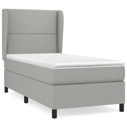 Sommier à lattes de lit avec matelas Gris clair 100x200cm Tissu 2