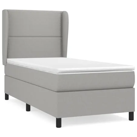 Sommier à lattes de lit avec matelas Gris clair 100x200cm Tissu