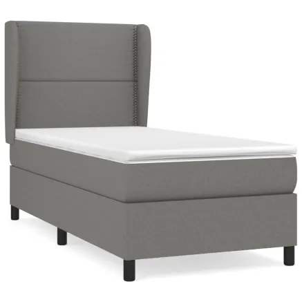 Sommier à lattes de lit avec matelas Gris foncé 100x200cm Tissu 2