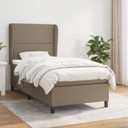 Sommier à lattes de lit avec matelas Taupe 100x200 cm Tissu