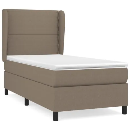 Sommier à lattes de lit avec matelas Taupe 100x200 cm Tissu