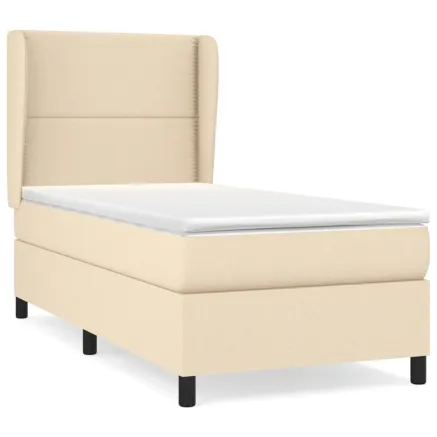 Sommier à lattes de lit avec matelas Crème 100x200 cm Tissu 2