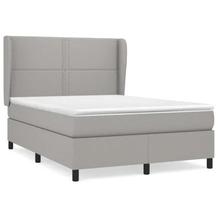 Sommier à lattes de lit avec matelas Gris clair 140x190cm Tissu 2