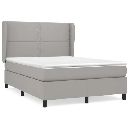 Sommier à lattes de lit avec matelas Gris clair 140x190cm Tissu