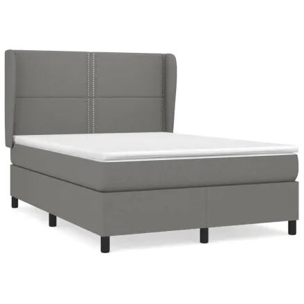 Sommier à lattes de lit avec matelas Gris foncé 140x190cm Tissu 2