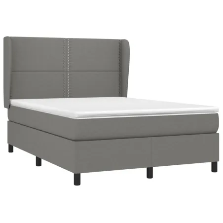 Sommier à lattes de lit avec matelas Gris foncé 140x200cm Tissu