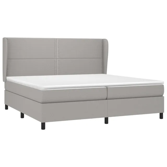 Sommier à lattes de lit avec matelas Gris clair 200x200cm Tissu