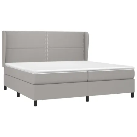 Sommier à lattes de lit avec matelas Gris clair 200x200cm Tissu