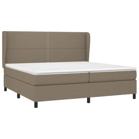 Sommier à lattes de lit avec matelas Taupe 200x200 cm Tissu