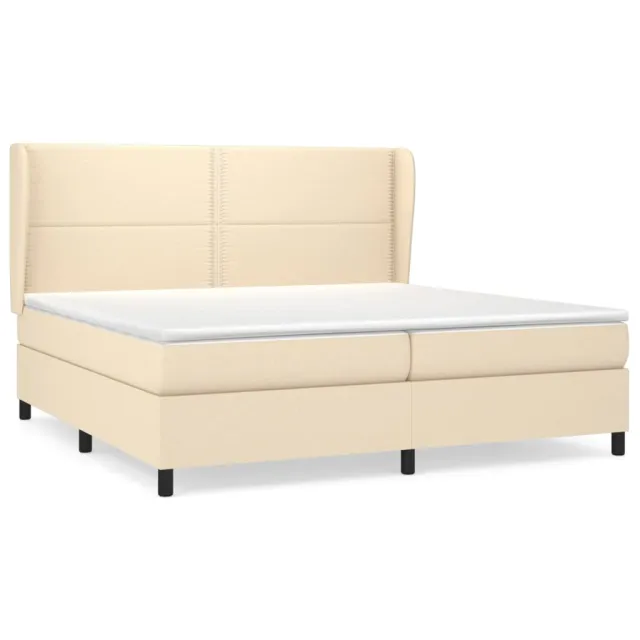Sommier à lattes de lit avec matelas Crème 200x200 cm Tissu
