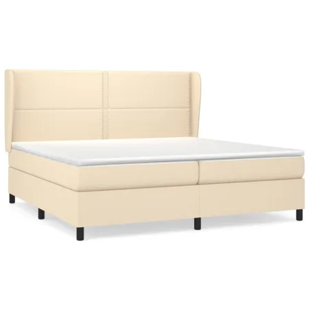 Sommier à lattes de lit avec matelas Crème 200x200 cm Tissu