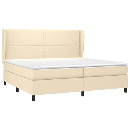 Sommier à lattes de lit avec matelas Crème 200x200 cm Tissu
