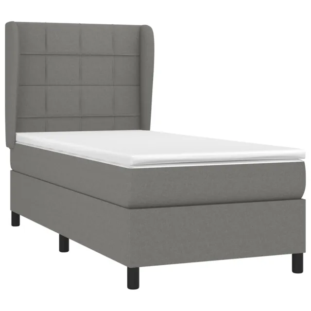 Sommier à lattes de lit avec matelas Gris foncé 90x200 cm Tissu