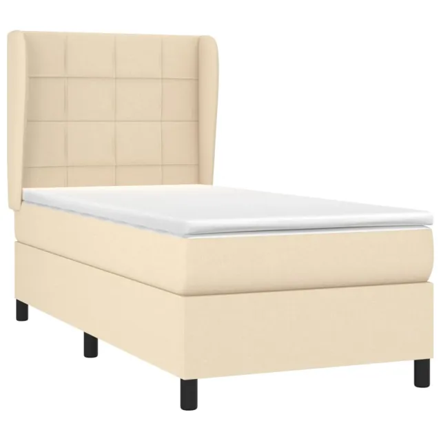 Sommier à lattes de lit avec matelas Crème 90x200 cm Tissu