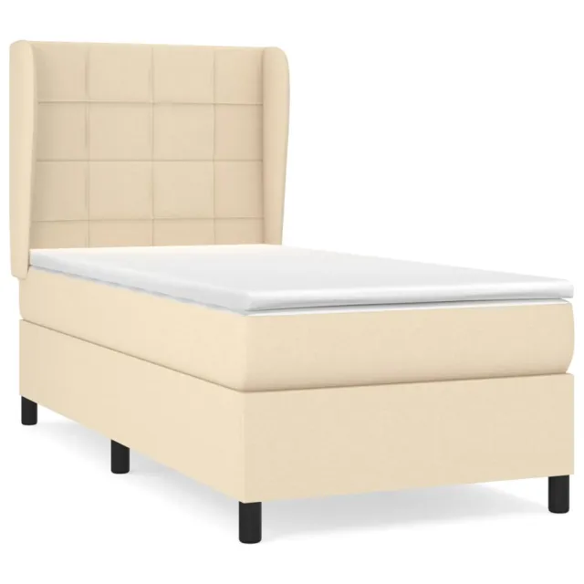 Sommier à lattes de lit avec matelas Crème 100x200 cm Tissu