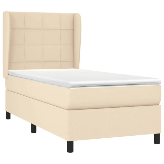 Sommier à lattes de lit avec matelas Crème 100x200 cm Tissu