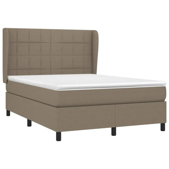Sommier à lattes de lit avec matelas Taupe 140x190 cm Tissu