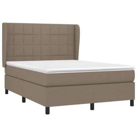 Sommier à lattes de lit avec matelas Taupe 140x190 cm Tissu