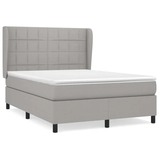Sommier à lattes de lit avec matelas Gris clair 140x200cm Tissu