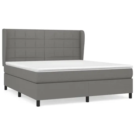 Sommier à lattes de lit avec matelas Gris foncé 160x200cm Tissu 2