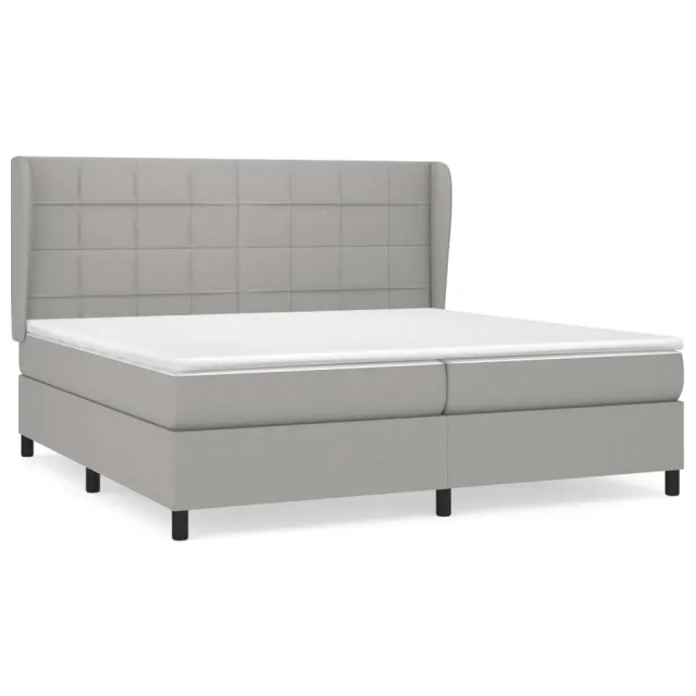 Sommier à lattes de lit avec matelas Gris clair 200x200cm Tissu