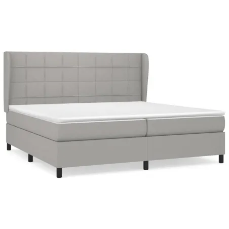 Sommier à lattes de lit avec matelas Gris clair 200x200cm Tissu