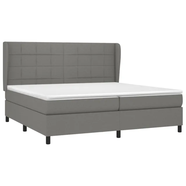Sommier à lattes de lit avec matelas Gris foncé 200x200cm Tissu