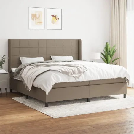 Sommier à lattes de lit avec matelas Taupe 200x200 cm Tissu