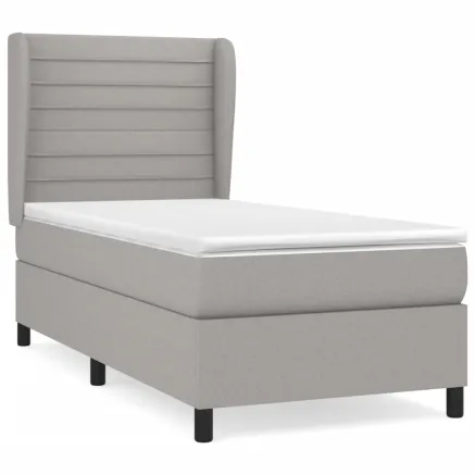 Sommier à lattes de lit avec matelas Gris clair 100x200cm Tissu 2