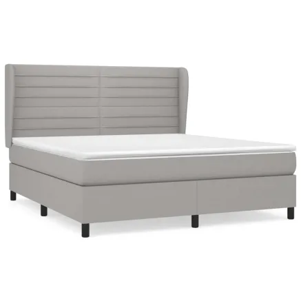 Sommier à lattes de lit avec matelas Gris clair 160x200cm Tissu 2