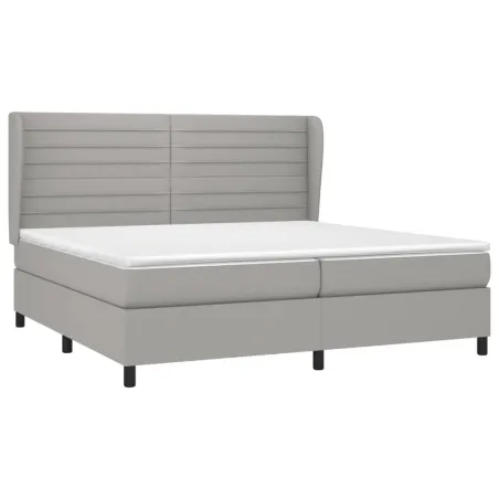 Sommier à lattes de lit avec matelas Gris clair 200x200cm Tissu