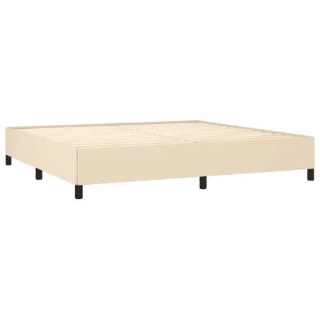 Sommier à lattes de lit avec matelas Crème 200x200 cm Tissu