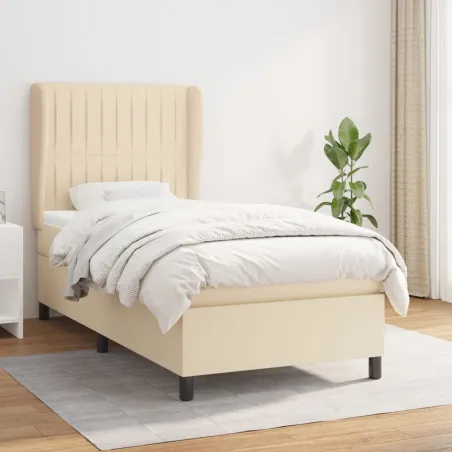Sommier à lattes de lit avec matelas Crème 80x200 cm Tissu