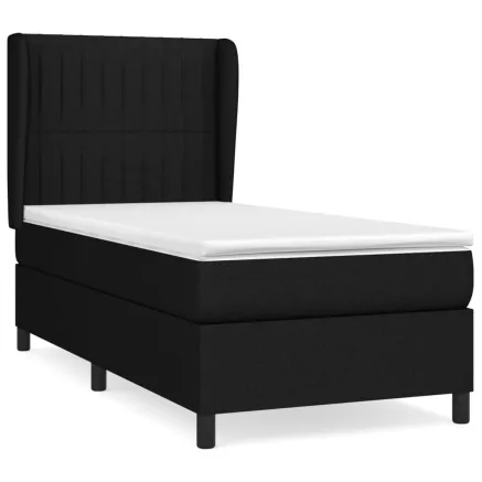Sommier à lattes de lit avec matelas Noir 90x200 cm Tissu 2